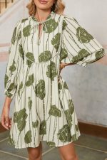 Guacamole Green Abstract Print Striped V-Neck Mini Dress - Image 7