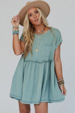Canton Textured Patched Pocket Frilly Mini Dress - Image 5