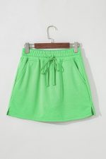 Light Green French Terry Drawstring Mini Skort with Pockets - Image 6