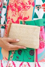 Oatmeal Braided Wrist Strap Zipper Large Capacity Clutch - Image 12