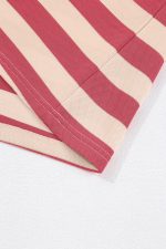 Pink Stripe Pocketed Collared V Neck Loose Fit Mini Dress - Image 14