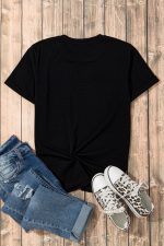 Black Geometric Graphic Slim Fit Crew Neck T Shirt - Image 6