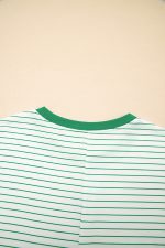 Green Stripe Ruffle Short Sleeve T Shirt Mini Dress - Image 8