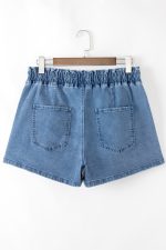 Ashleigh Blue Drawstring High Waist Casual Denim Shorts - Image 4