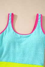 Iceland Blue Textured Colorblock One Piece Swimsuit - Image 9