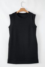 Black Textured Cap Sleeve T Shirt Shift Mini Dress - Image 9