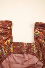 Red Floral Puff Sleeve Square Neck Knot Open Back Mini Dress - Image 14