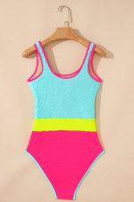 Iceland Blue Textured Colorblock One Piece Swimsuit - Image 8