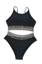 Black Leopard Print Spaghetti Strap Padded Wireless Bikini Set - Image 16