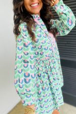 Green Floral Print Scallop Trim Pocket Mini Dress - Image 3