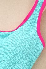 Iceland Blue Textured Colorblock One Piece Swimsuit - Image 10