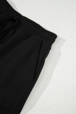 Black French Terry Drawstring Mini Skort with Pockets - Image 10